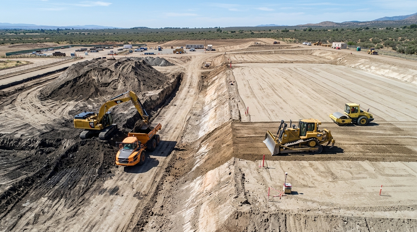 Earthwork cut and fill balance during site grading