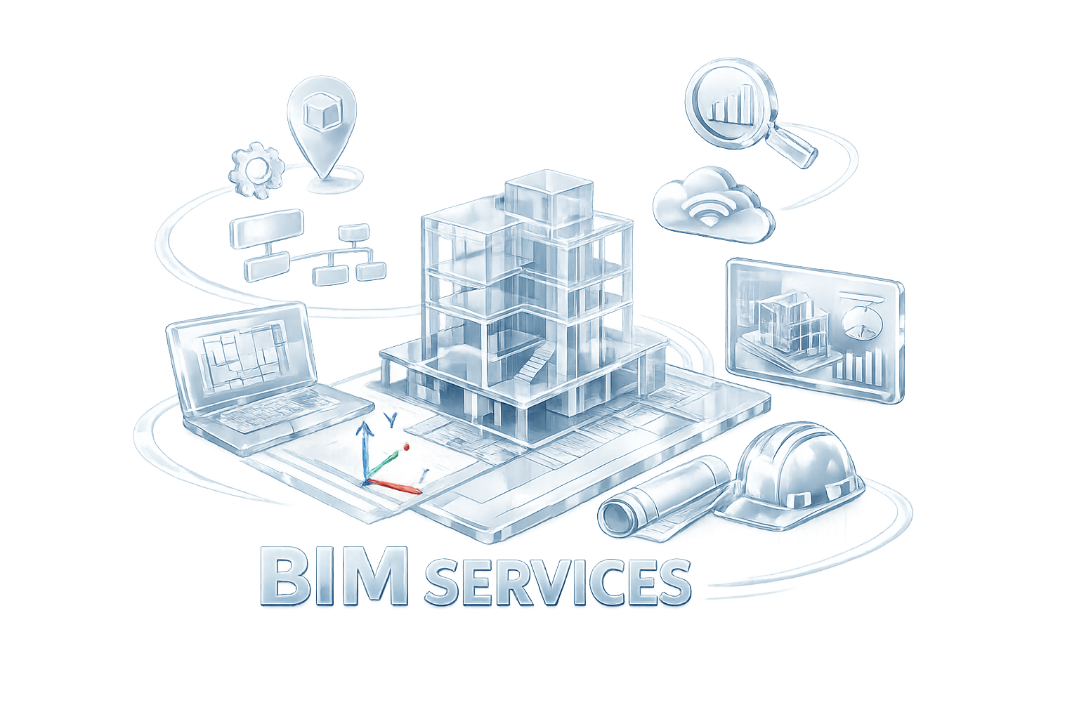 BIM modeling and coordination process for architectural, structural, and MEP construction projects