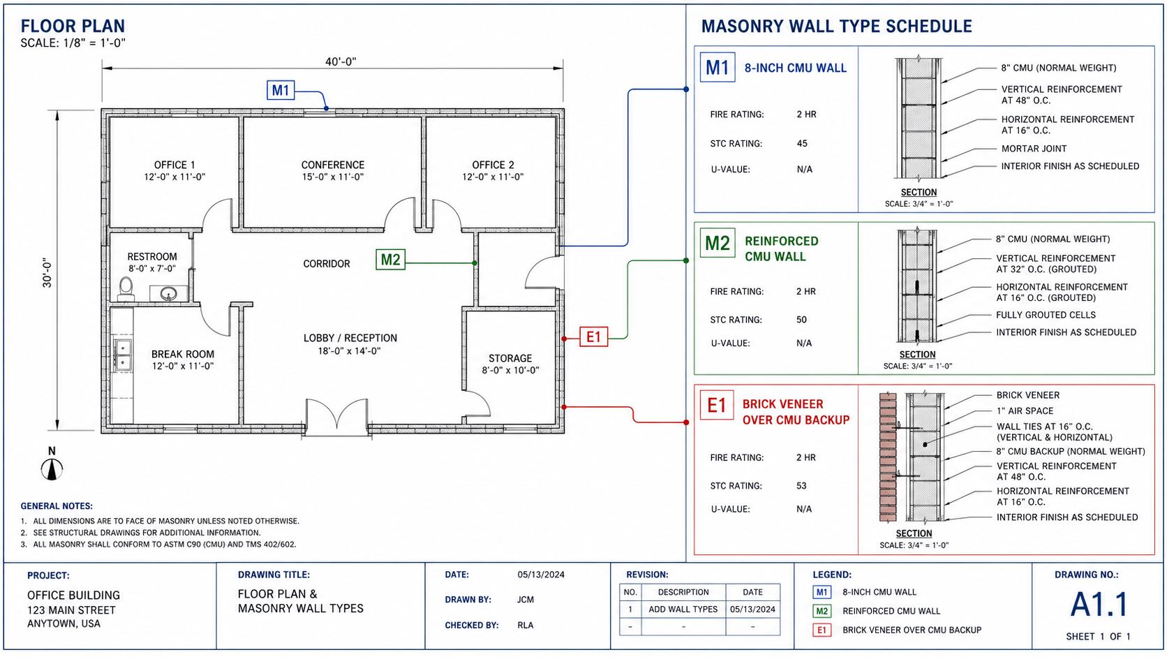Masonry Drawing with Calculation