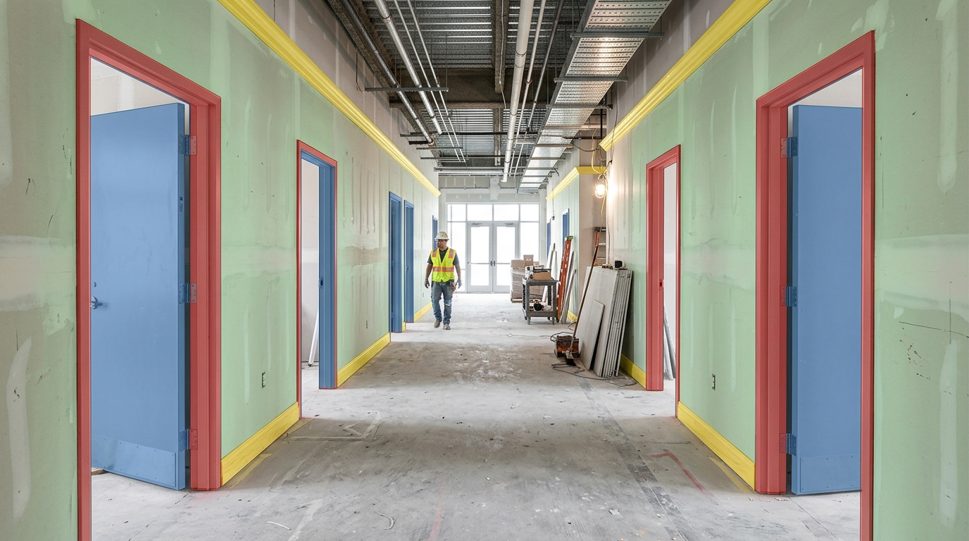 Doors frames and trim included in a commercial painting takeoff