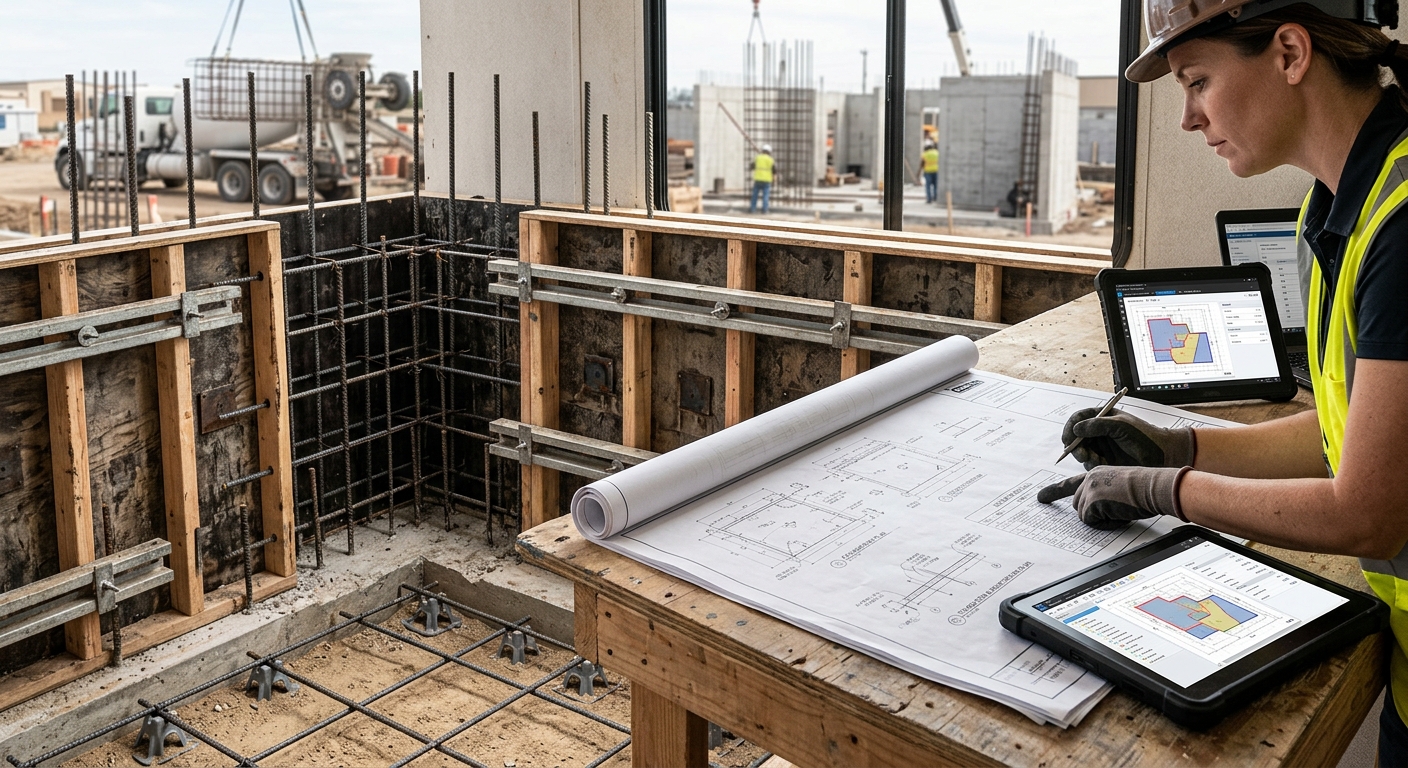 Rebar and formwork quantities included in a concrete takeoff